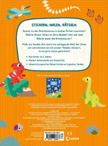 Buchcover und Innenansicht für das Buch: Mes Autocollants Scintillants - Les Dinosaures