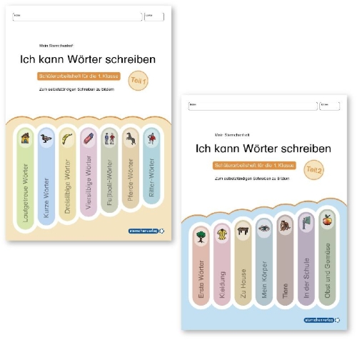 Buchcover und Innenansicht für das Buch: Ich kann Wörter schreiben Teil 1 und 2 im Set