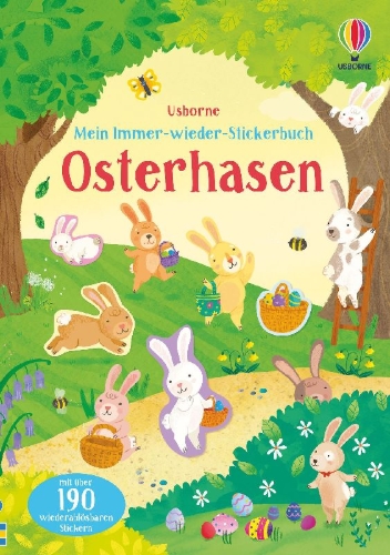 Buchcover und Innenansicht für das Buch: Mein Immer-wieder-Stickerbuch: Osterhasen