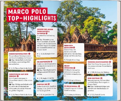 Buchcover und Innenansicht für das Buch: MARCO POLO Reiseführer Kambodscha
