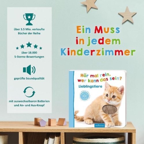 Buchcover und Innenansicht für das Buch: Hör mal rein, wer kann das sein? - Zootiere