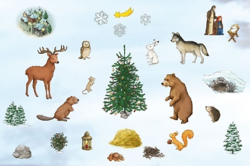 Buchcover und Innenansicht für das Buch: Das Weihnachtsfest der Tiere