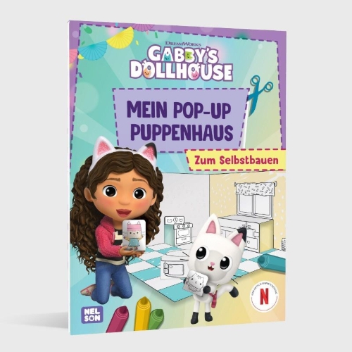 Buchcover und Innenansicht für das Buch: Gabby's Dollhouse: Mein POP-UP Puppenhaus