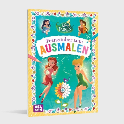 Buchcover und Innenansicht für das Buch: Disney Kreative Beschäftigung: Disney Fairies: Feenzauber zum Ausmalen