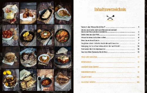 Buchcover und Innenansicht für das Buch: Klaus grillt: Dutch Oven