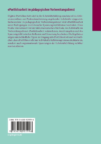 Buchcover und Innenansicht für das Buch: ePortfolioarbeit im pädagogischen Vorbereitungsdienst