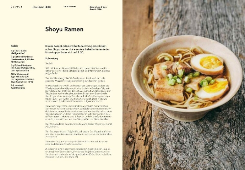 Buchcover und Innenansicht für das Buch: Japan Cantina. Carnet de voyage culinaire pour goûter le Japon du quotidien.