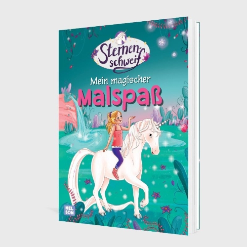 Buchcover und Innenansicht für das Buch: Sternenschweif: Mein magischer Malspaß