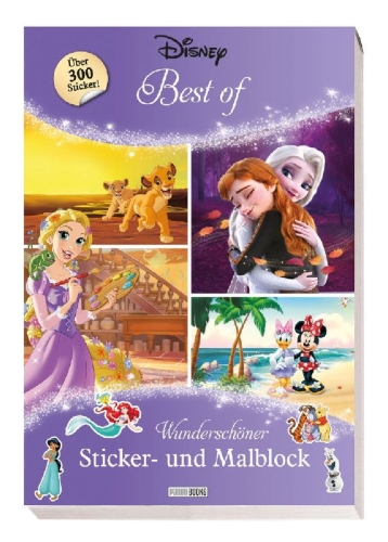 Buchcover und Innenansicht für das Buch: Disney Best of: Wunderschöner Sticker- und Malblock