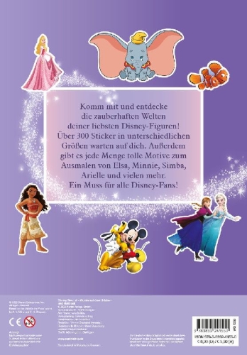 Buchcover und Innenansicht für das Buch: Disney Best of: Wunderschöner Sticker- und Malblock