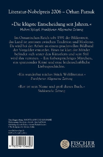 Buchcover und Innenansicht für das Buch: Rot ist mein Name