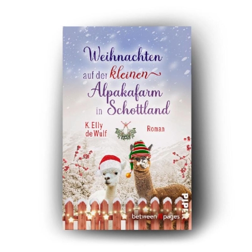 Buchcover und Innenansicht für das Buch: Snowy Skye - Weihnachten auf der kleinen Alpakafarm in Schottland