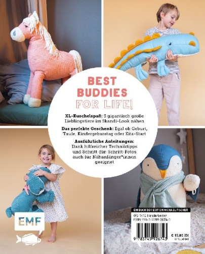 Buchcover und Innenansicht für das Buch: Kuschelgiganten nähen: Coole BigFriends im Skandi-Look