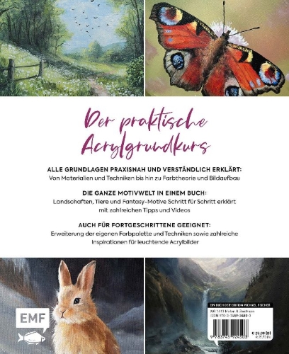 Buchcover und Innenansicht für das Buch: Die Kunst der Acrylmalerei - das Grundlagenwerk