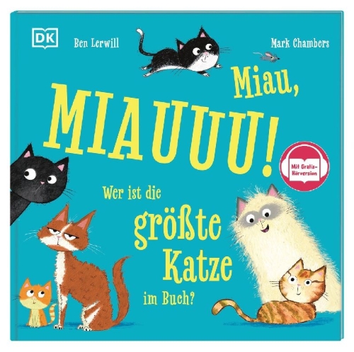 Buchcover und Innenansicht für das Buch: Miau, MIAUUU! Wer ist die größte Katze im Buch?