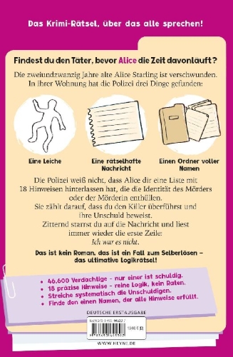 Buchcover und Innenansicht für das Buch: The Killer isn't Alice