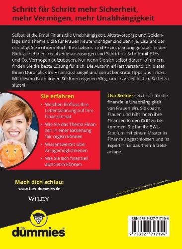 Buchcover und Innenansicht für das Buch: Finanzielle Unabhängigkeit für Frauen für Dummies