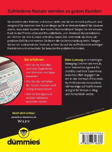 Buchcover und Innenansicht für das Buch: Usability und UX für Dummies
