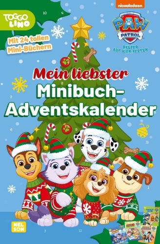 Buchcover und Innenansicht für das Buch: PAW Patrol Mitmachbuch: Mein liebster Minibuch-Adventskalender