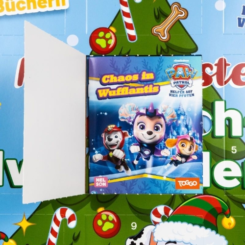 Buchcover und Innenansicht für das Buch: PAW Patrol Mitmachbuch: Mein liebster Minibuch-Adventskalender