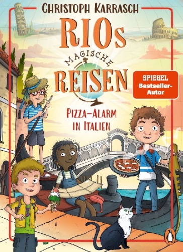 Buchcover und Innenansicht für das Buch: Rios magische Reisen - Pizza-Alarm in Italien