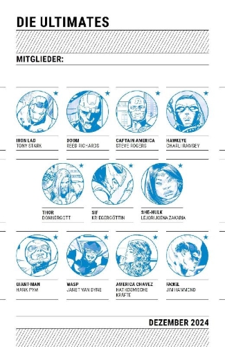 Buchcover und Innenansicht für das Buch: Ultimates (2024) #7-#12; Ultimate Universe: One Year In (2025) #1