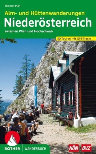 Buchcover und Innenansicht für das Buch: Alm- und Hüttenwanderungen Niederösterreich