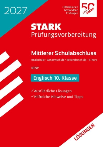 Buchcover und Innenansicht für das Buch: STARK Lösungen zu Englisch - Mittlerer Schulabschluss (MSA) 2027 NRW - Prüfungsvorbereitung