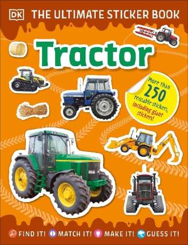 Buchcover und Innenansicht für das Buch: The Ultimate Sticker Book Tractor