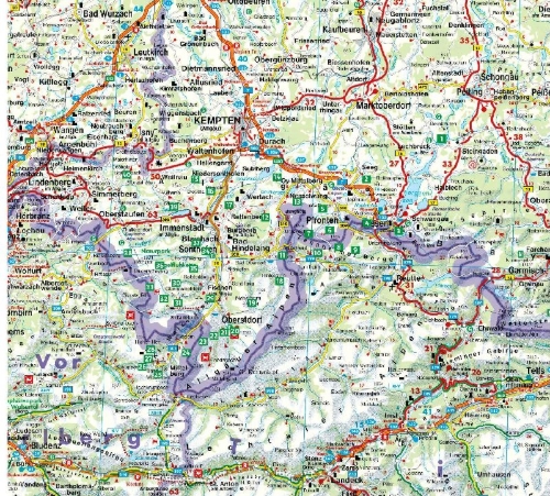 Buchcover und Innenansicht für das Buch: ROTHER Wanderbuch Wandern mit Hund Allgäu. mit Tannheimer Tal und Kleinwalsertal. 40 Vierbeiner-Touren