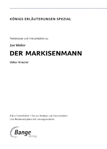 Buchcover und Innenansicht für das Buch: Der Markisenmann von Jan Weiler