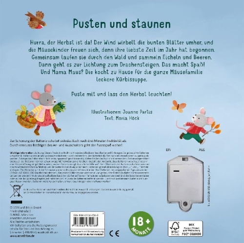 Buchcover und Innenansicht für das Buch: Mein liebstes Pustebuch - Hurra, der Herbst ist da!