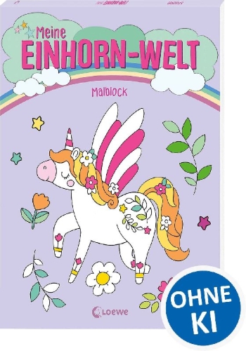 Buchcover und Innenansicht für das Buch: J'aime les licornes - Mon bloc à colorier