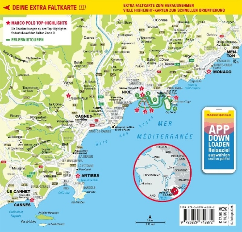 Buchcover und Innenansicht für das Buch: MARCO POLO Reiseführer Nizza, Antibes, Cannes, Monaco
