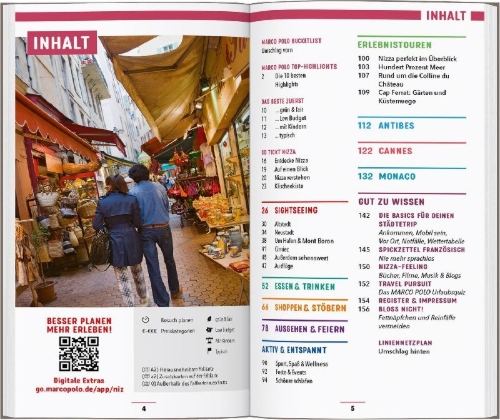 Buchcover und Innenansicht für das Buch: MARCO POLO Reiseführer Nizza, Antibes, Cannes, Monaco