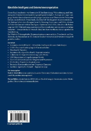Buchcover und Innenansicht für das Buch: Künstliche Intelligenz und Unternehmensreputation