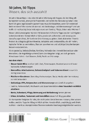 Buchcover und Innenansicht für das Buch: 50 Jahre, 50 Tipps