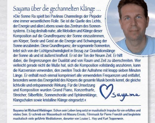 Buchcover und Innenansicht für das Buch: Sonnenklang. Lichtheilung durch die Plejader