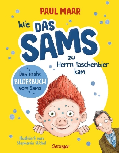 Buchcover und Innenansicht für das Buch: Wie das Sams zu Herrn Taschenbier kam