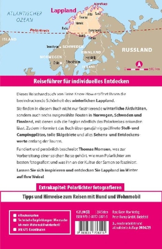 Buchcover und Innenansicht für das Buch: Reise Know-How Reiseführer Durch Lappland im Winter