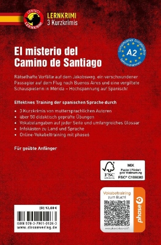 Buchcover und Innenansicht für das Buch: El misterio del Camino de Santiago