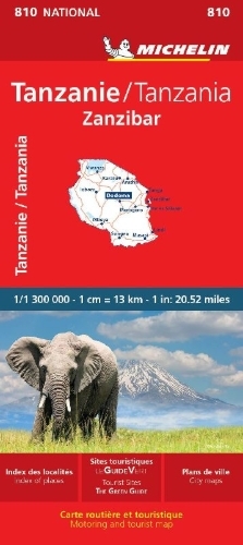 Buchcover und Innenansicht für das Buch: Tanzania & Zanzibar - Michelin National Map 810