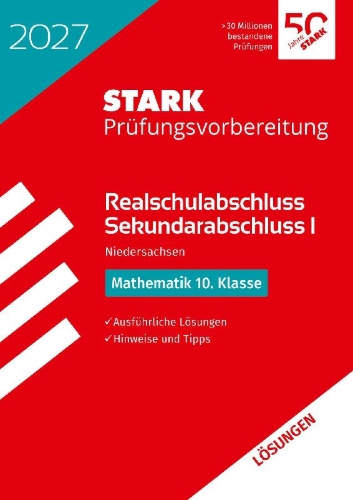 Buchcover und Innenansicht für das Buch: STARK Lösungen zu Mathematik - Realschulabschluss 2027 Niedersachsen - Prüfungsvorbereitung