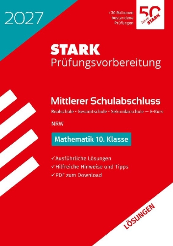Buchcover und Innenansicht für das Buch: STARK Lösungen zu Mathematik - Mittlerer Schulabschluss (MSA) 2027 NRW Realschule /Gesamtschule EK/Sekundarschule - Prüfungsvorbereitung