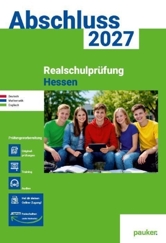 Buchcover und Innenansicht für das Buch: Realschule Hessen | pauker Aufgabenband 2027