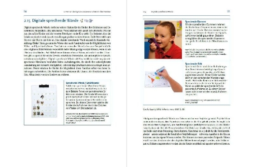 Buchcover und Innenansicht für das Buch: Digitale Zusammenarbeit mit Familien in der Kita