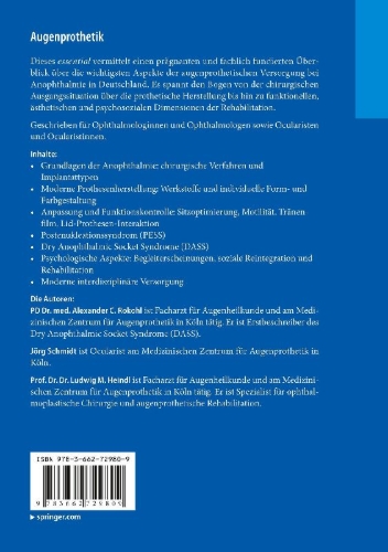 Buchcover und Innenansicht für das Buch: Augenprothetik