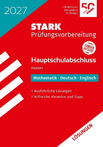 Buchcover und Innenansicht für das Buch: STARK Lösungen zu Mathematik, Deutsch, Englisch - Hauptschulabschluss 2027 Hessen - Prüfungsvorbereitung