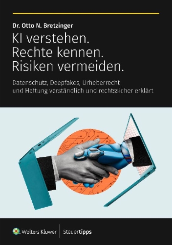 Buchcover und Innenansicht für das Buch: KI verstehen. Rechte kennen. Risiken vermeiden.