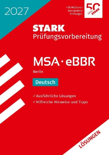 Buchcover und Innenansicht für das Buch: STARK Lösungen zu Deutsch - MSA/eBBR 2027 Berlin - Prüfungsvorbereitung